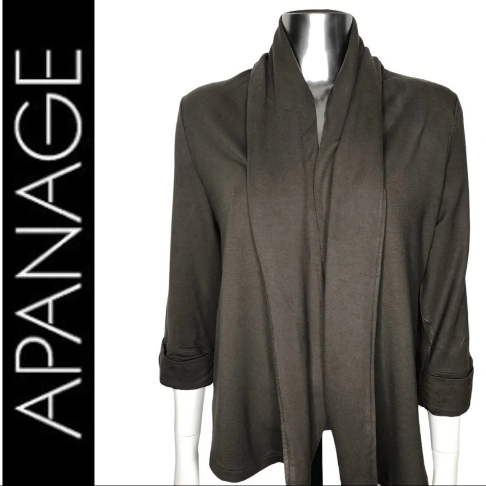 🛍️3/$40 Apanage Brown  Knit Cardigan Shawl Collar Size 10